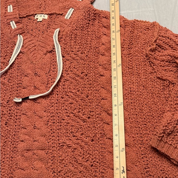 Women’s POL Boutique Terracotta Knit Sweater with Ivory Accents, NWOT, Large - Picture 6 of 8